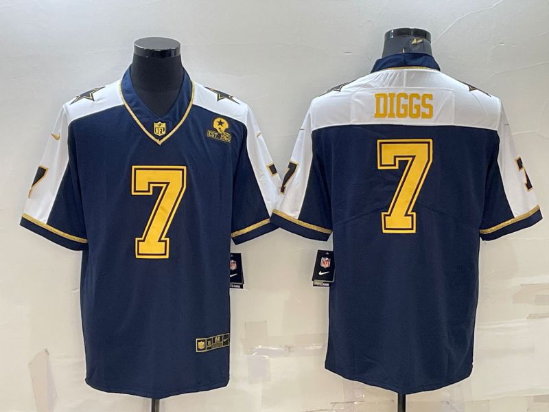 Men Dallas Cowboys #7 Diggs Blue Gold Thanksgiving 2022 Nike Limited Vapor Untouchable NFL Jersey->dallas cowboys->NFL Jersey
